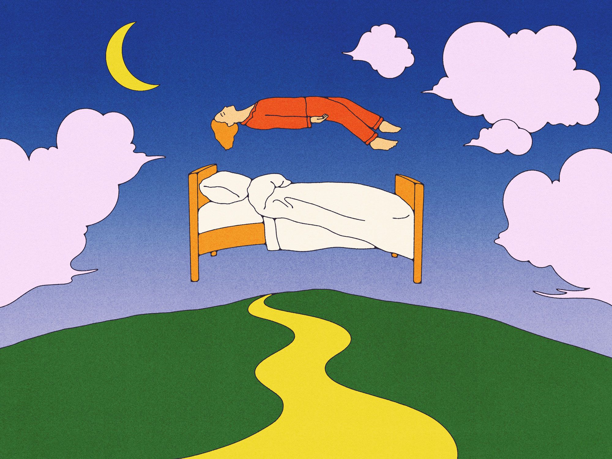 person floating above the bed sleeping peacefully with Axial Spondyloarthritis